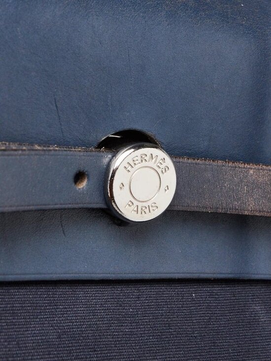 Hermes 30cm Navy Bleu Canvas/Vache Calfskin Leather Herbag PM 2-in-1 Backpack...